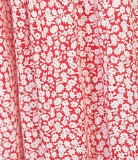Copper Key Ruched Sleeveless Red Floral Midi Dress