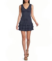 Copper Key Ruffled Knit Coordinating Mini Skirt