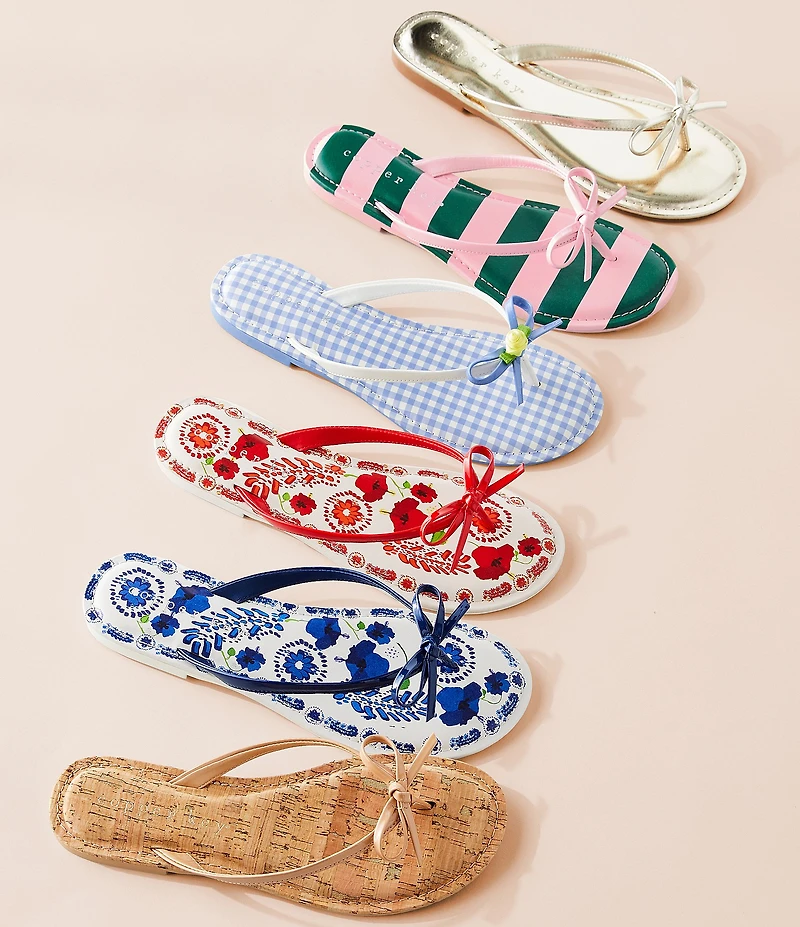 Copper Key Sandy Bow Floral Flip Flops