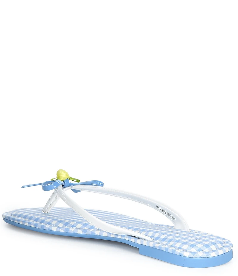 Copper Key Sandy Bow Gingham Flip Flops