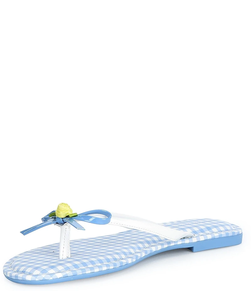 Copper Key Sandy Bow Gingham Flip Flops