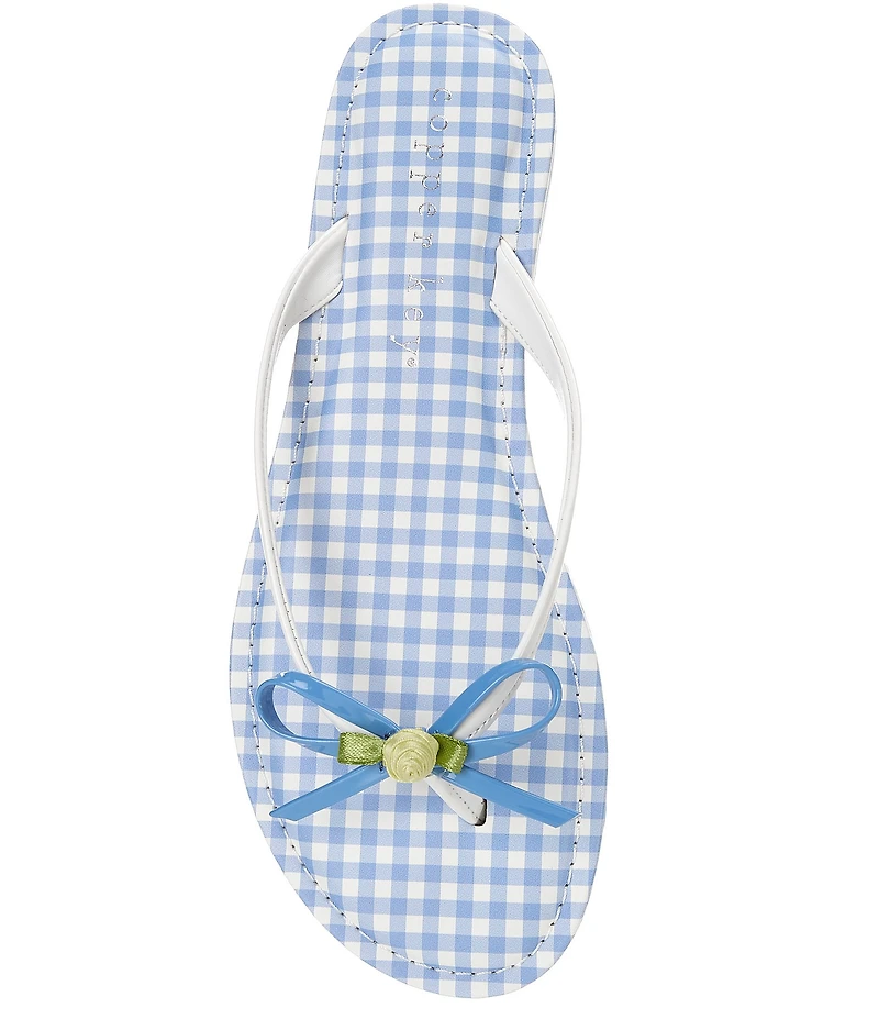 Copper Key Sandy Bow Gingham Flip Flops