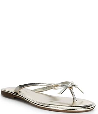 Copper Key Sandy Bow Metallic Flip Flops