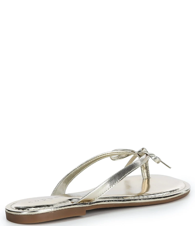 Copper Key Sandy Bow Metallic Flip Flops
