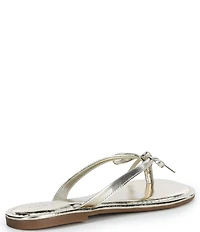 Copper Key Sandy Bow Metallic Flip Flops