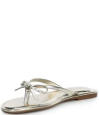 Copper Key Sandy Bow Metallic Flip Flops