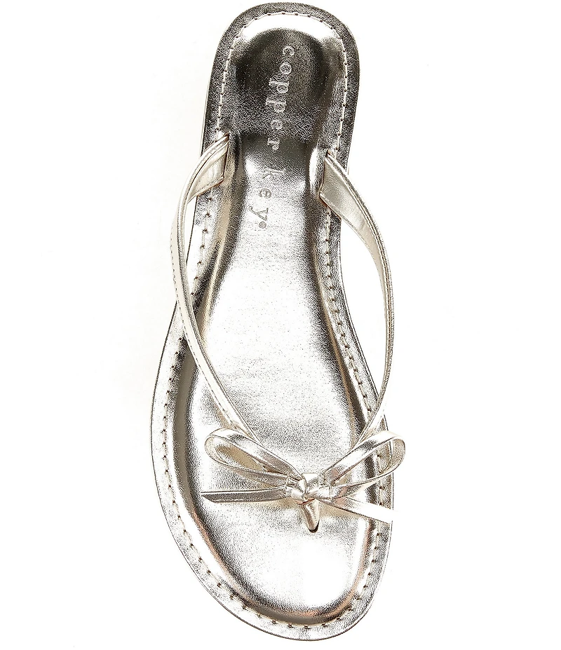 Copper Key Sandy Bow Metallic Flip Flops
