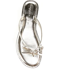 Copper Key Sandy Bow Metallic Flip Flops