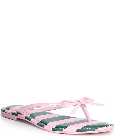 Copper Key Sandy Bow Striped Flip Flops