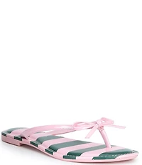 Copper Key Sandy Bow Striped Flip Flops
