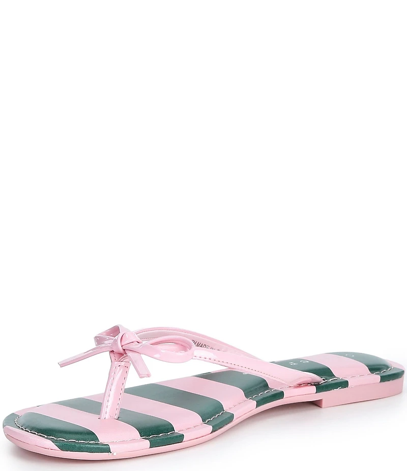 Copper Key Sandy Bow Striped Flip Flops