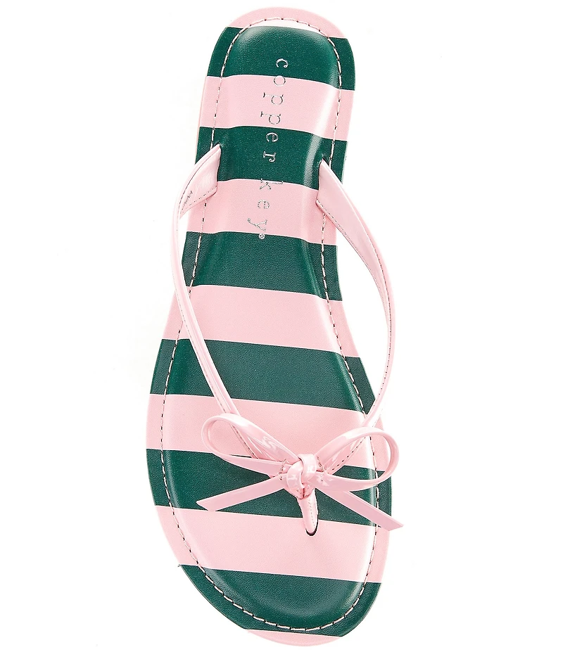 Copper Key Sandy Bow Striped Flip Flops
