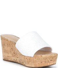 Copper Key Seaside Floral Eyelet Platform Wedge Sandals