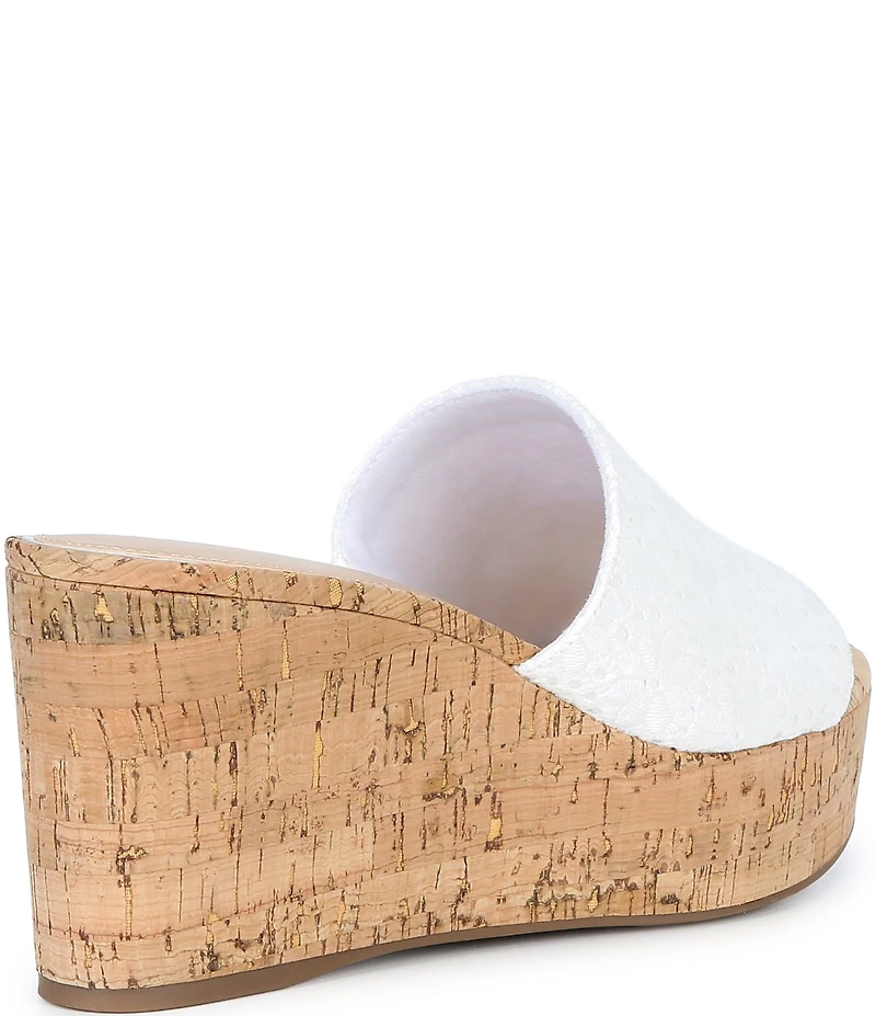 Copper Key Seaside Floral Eyelet Platform Wedge Sandals