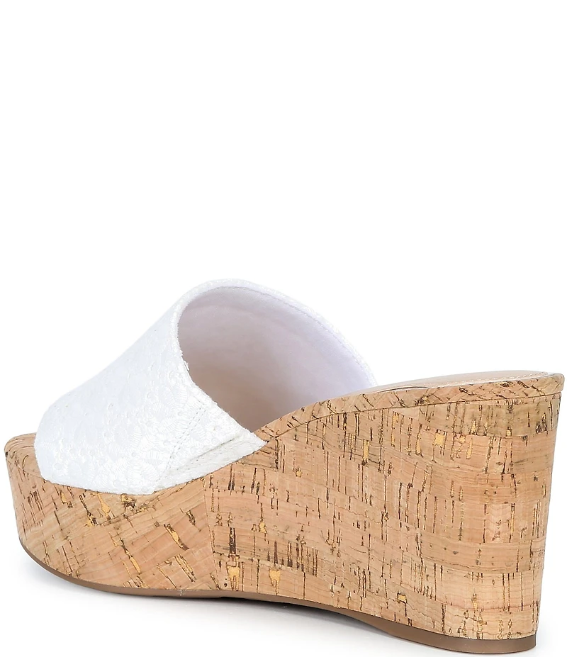 Copper Key Seaside Floral Eyelet Platform Wedge Sandals