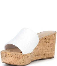 Copper Key Seaside Floral Eyelet Platform Wedge Sandals