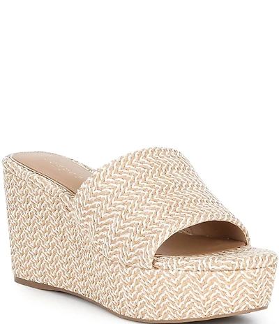 Copper Key Seaside Raffia Platform Wedge Slide Sandals