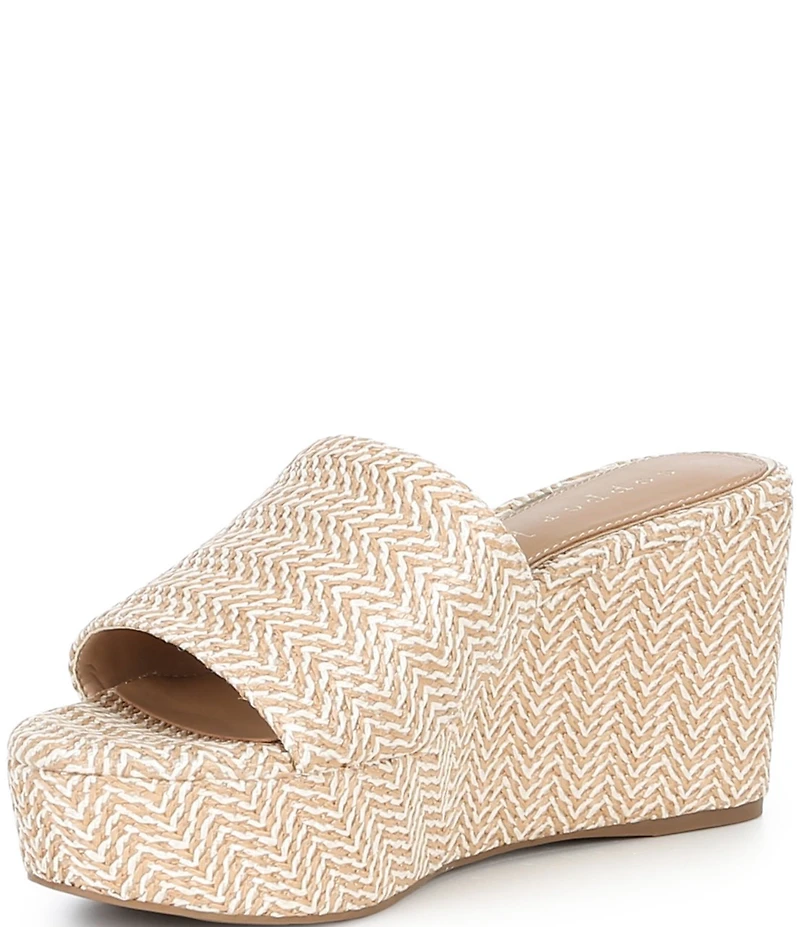 Copper Key Seaside Raffia Platform Wedge Slide Sandals