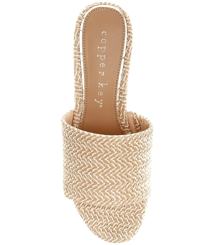 Copper Key Seaside Raffia Platform Wedge Slide Sandals