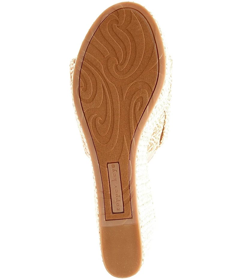 Copper Key Seaside Raffia Platform Wedge Slide Sandals