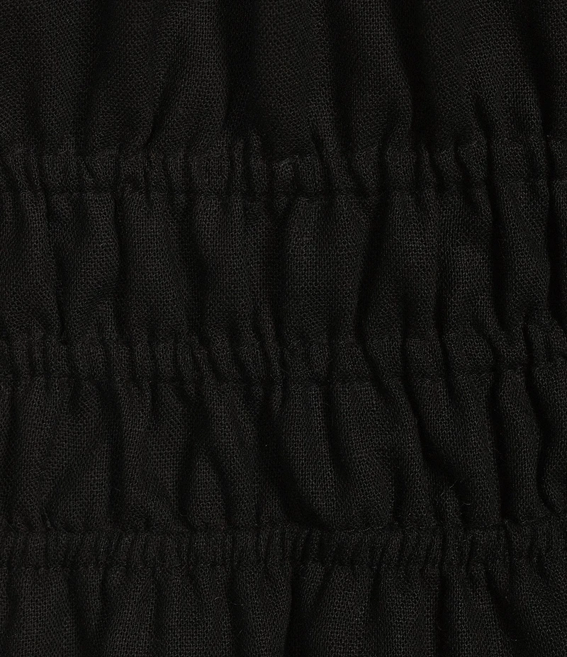 Copper Key Short Puff Sleeve Triple Elastic Waist Dress