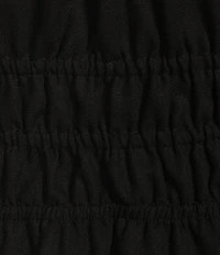 Copper Key Short Puff Sleeve Triple Elastic Waist Dress