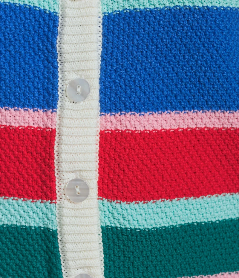 Copper Key Short Sleeve Button Front Striped Cardigan