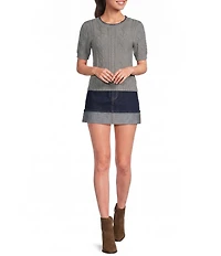 Copper Key Short Sleeve Cable Knit Sweater