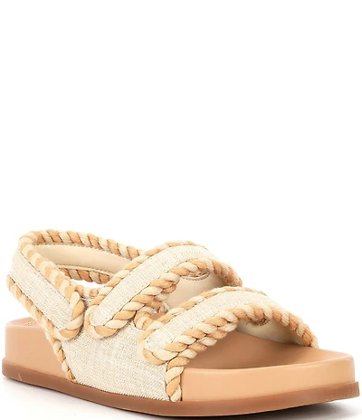 Copper Key Siesta Linen Dad Twisted Cord Detail Slingback Sandals