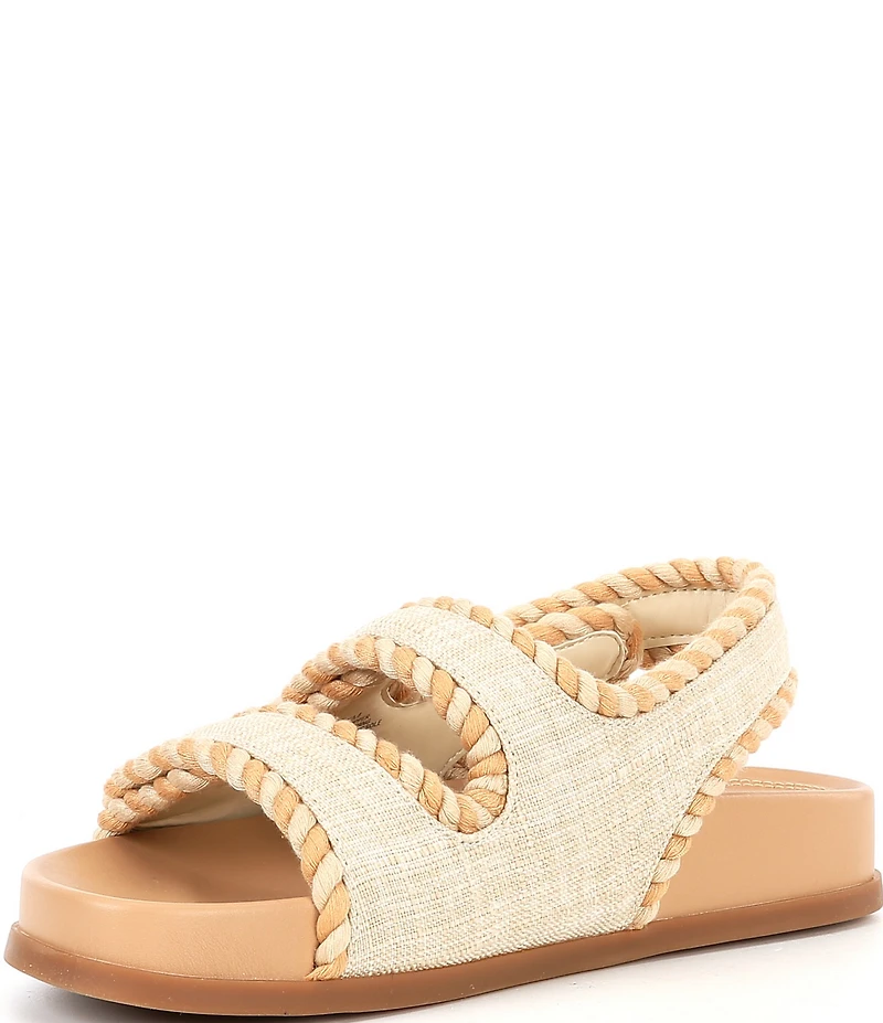 Copper Key Siesta Linen Dad Twisted Cord Detail Slingback Sandals