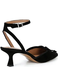 Copper Key Sleek Suede Mini Bow Kitten Heel Pumps