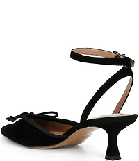 Copper Key Sleek Suede Mini Bow Kitten Heel Pumps