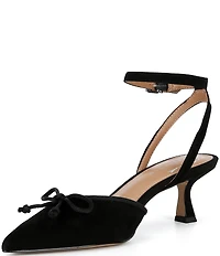 Copper Key Sleek Suede Mini Bow Kitten Heel Pumps