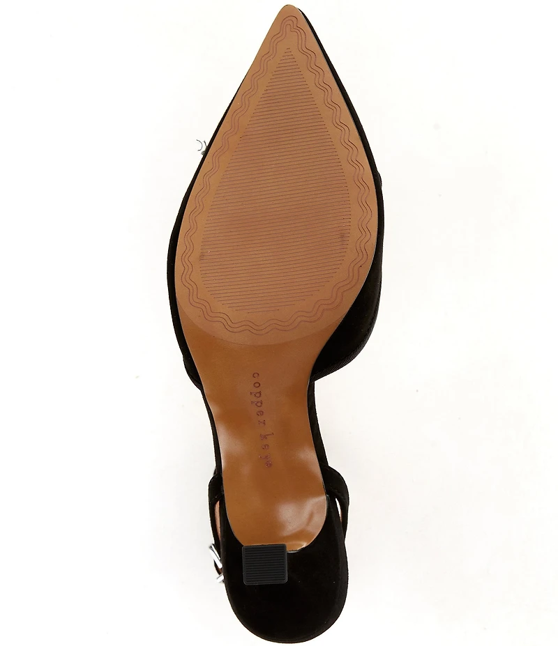 Copper Key Sleek Suede Mini Bow Kitten Heel Pumps