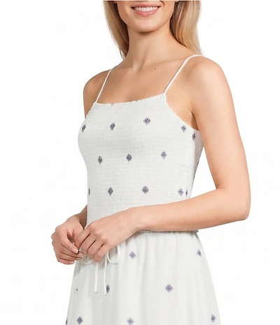 Copper Key Smocked Embroidered Coordinating Top