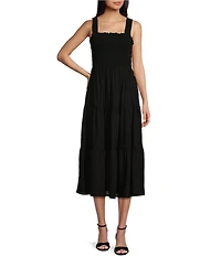 Copper Key Smocked Midi Dress