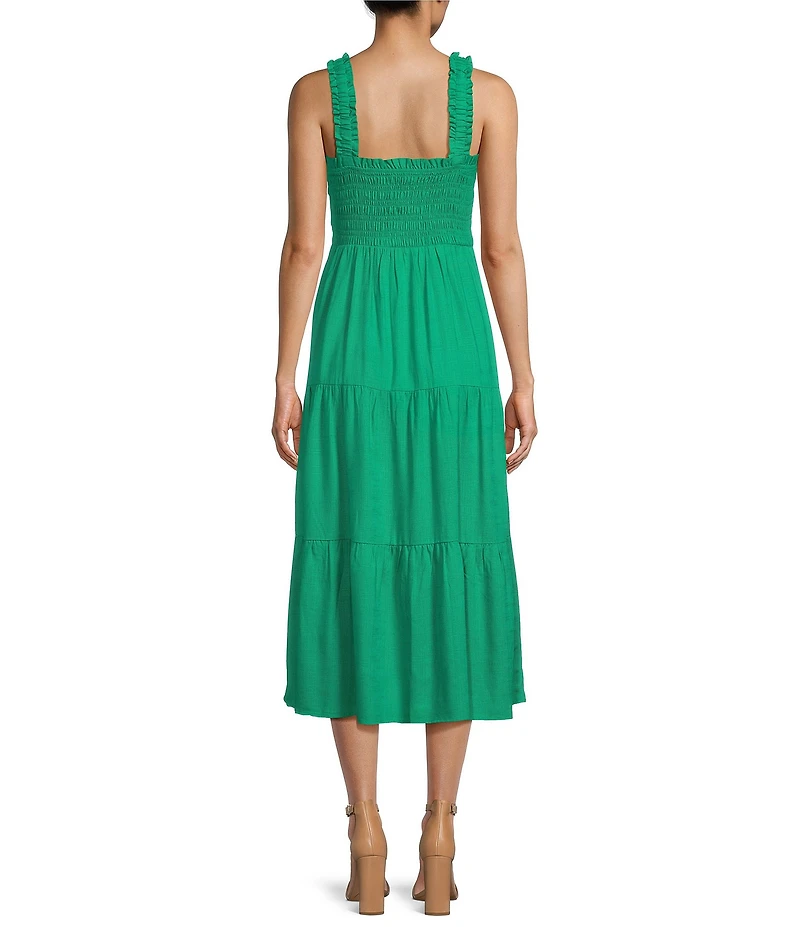 Copper Key Smocked Midi Dress