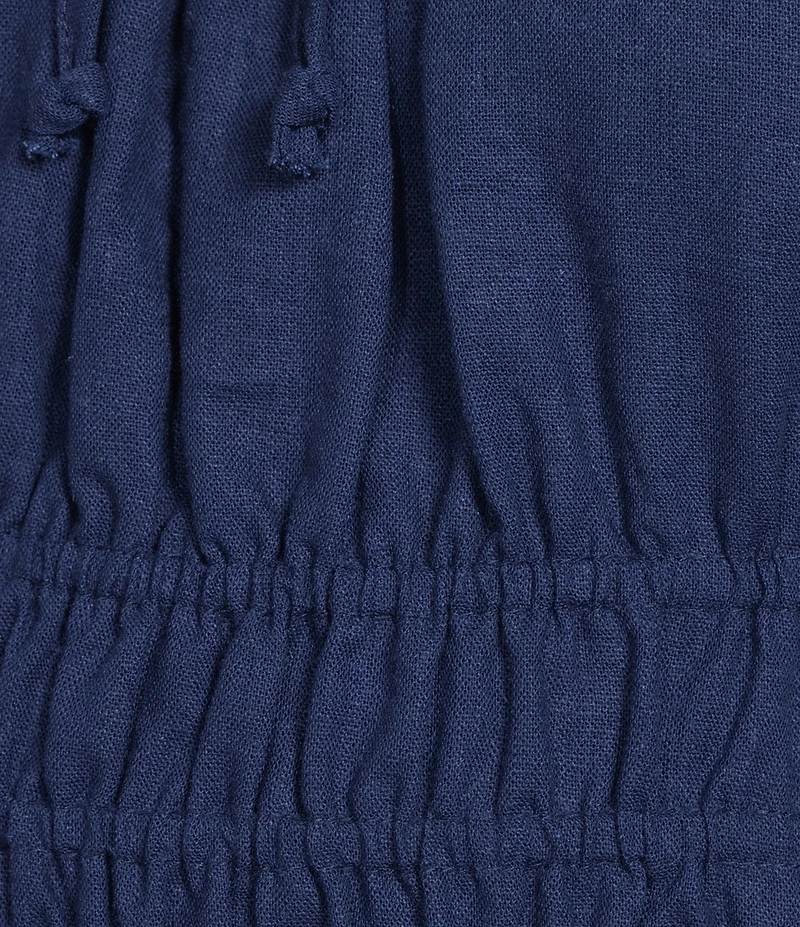 Copper Key Square Neck Puff Sleeve Triple Elastic Dress