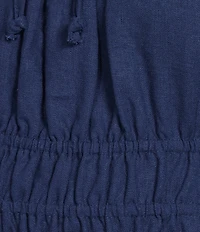 Copper Key Square Neck Puff Sleeve Triple Elastic Dress