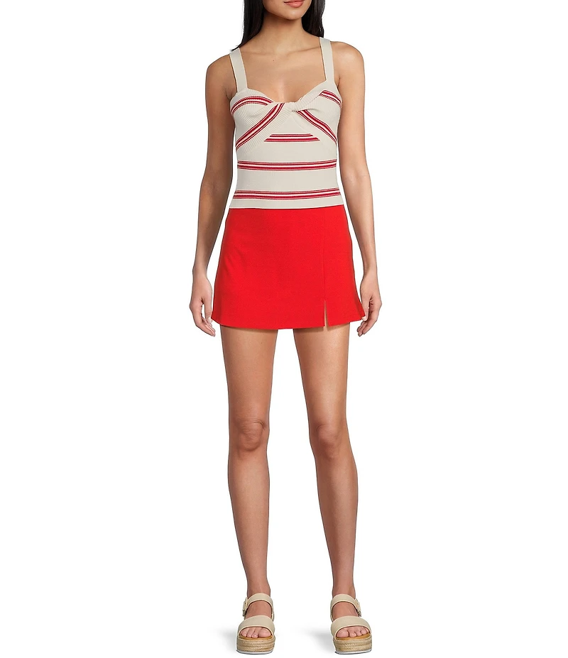 Copper Key Stripe Twist Knit Tank Top