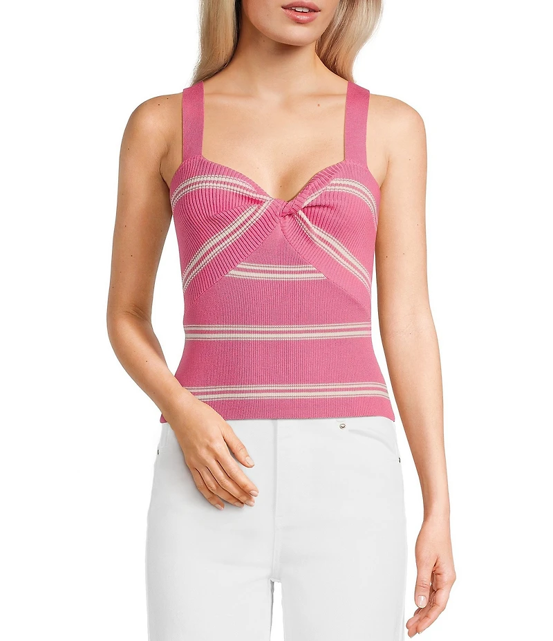 Copper Key Stripe Twist Knit Tank Top