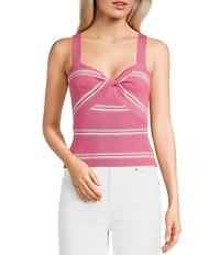 Copper Key Stripe Twist Knit Tank Top