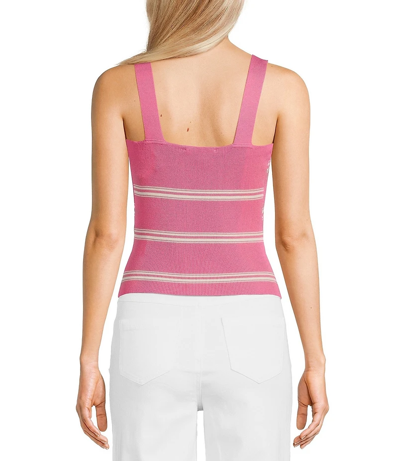 Copper Key Stripe Twist Knit Tank Top