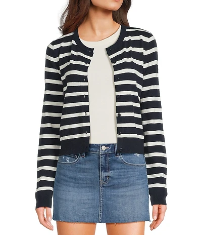 Copper Key Striped Classic Cardigan Sweater