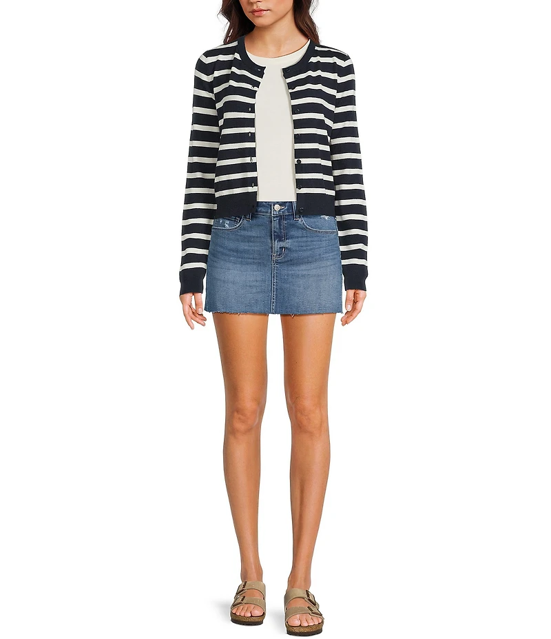 Copper Key Striped Classic Cardigan Sweater