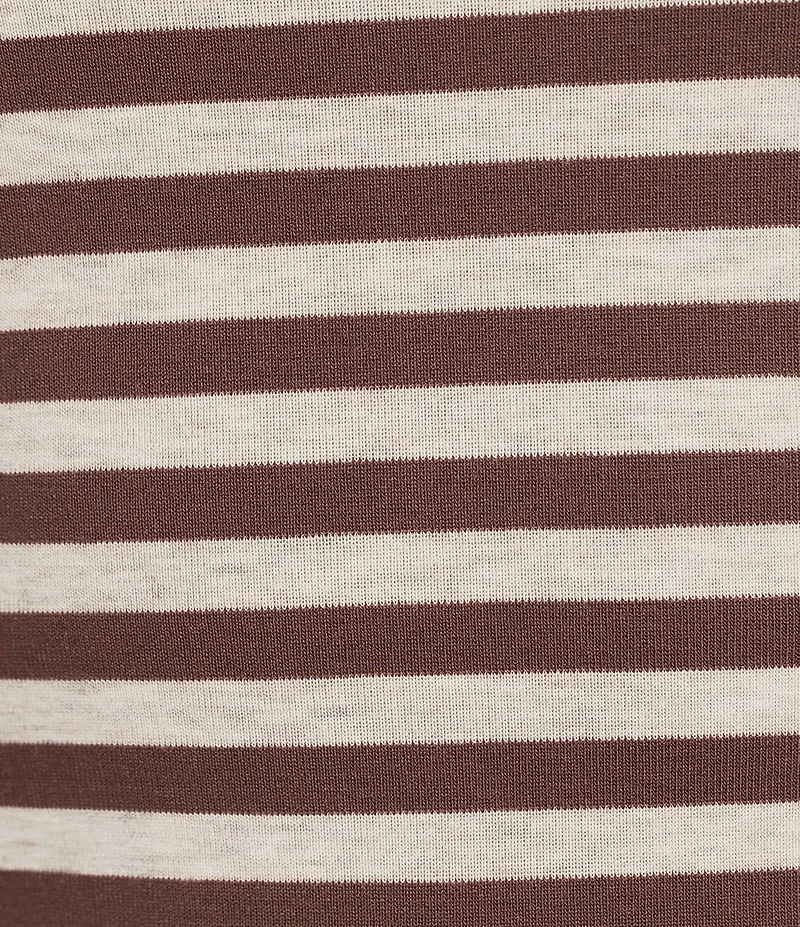Copper Key Striped Curved Hem Brushed T-Shirt