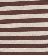 Copper Key Striped Curved Hem Brushed T-Shirt