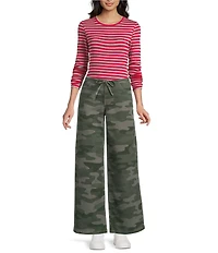 Copper Key Striped Curved Hem Brushed T-Shirt