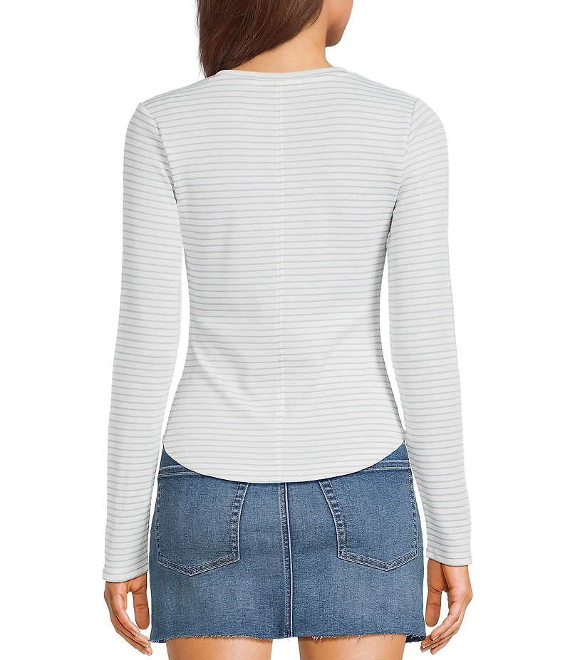 Copper Key Striped Curved Hem Brushed T-Shirt