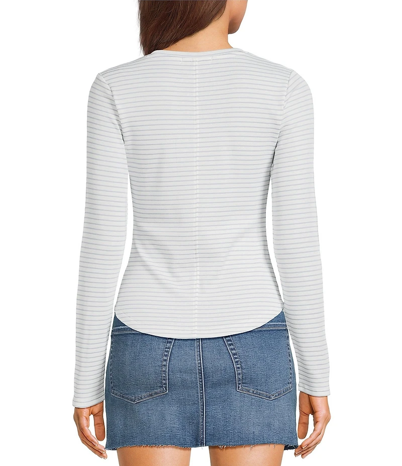 Copper Key Striped Curved Hem Brushed T-Shirt